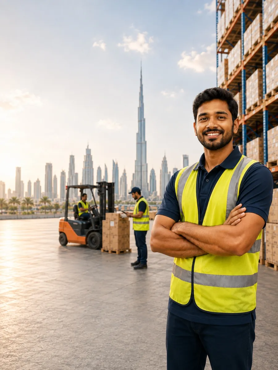Warehouse helper in a logistics center in Dubai