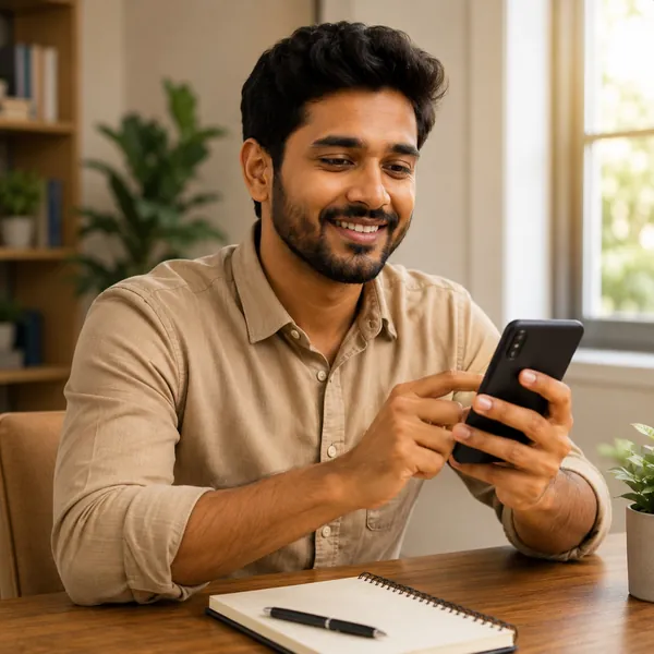 Candidate filling in a short job application form on a smartphone